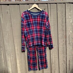 Nautica : Women’s Plaid Pajama Set - Red & Navy
